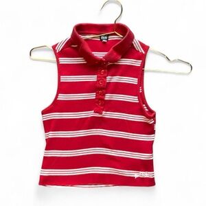 BDG Urban Outfitters Red & White Striped Sleeveless Polo Crop – Y2K Preppy Knit